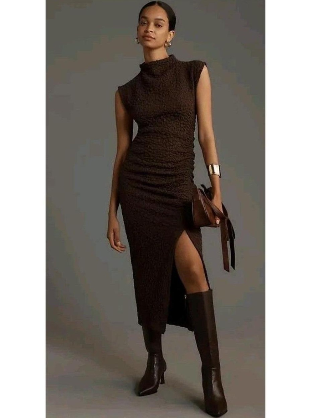 Maya Ruched Textured Dress - Picture 2 of 4